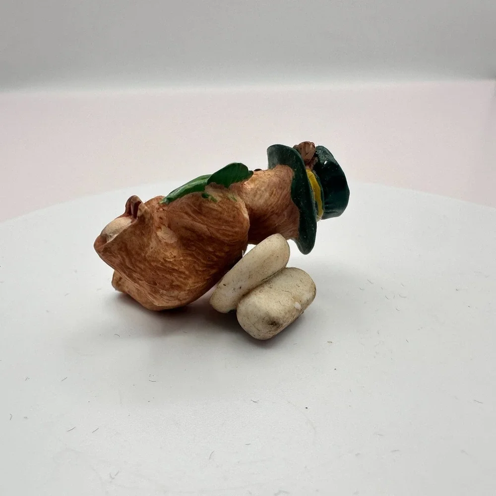 Vintage 90s St Patricks‎ Day Teddy Bear Shamrock Green Hat Lapel Pin Jewelry Y2K